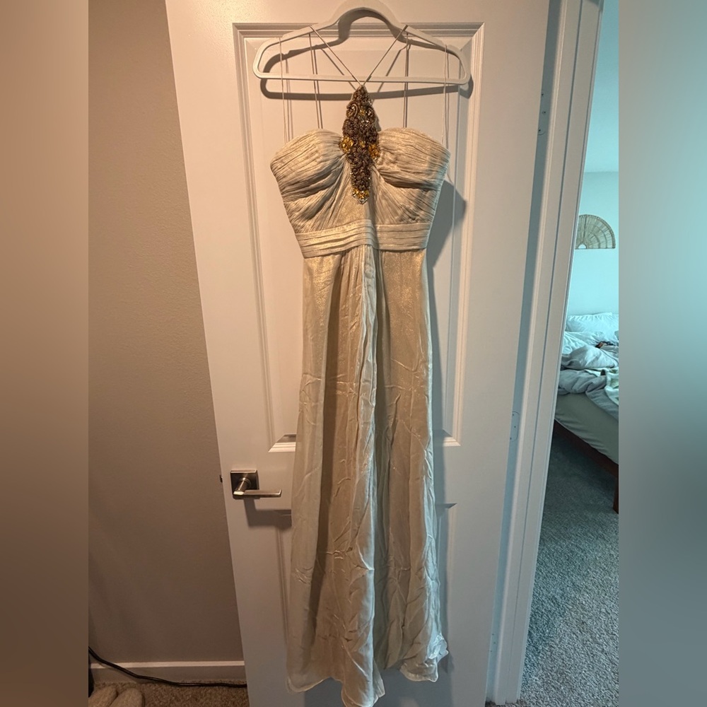 Aidan Mattox Light Gold Gown with Embellishment